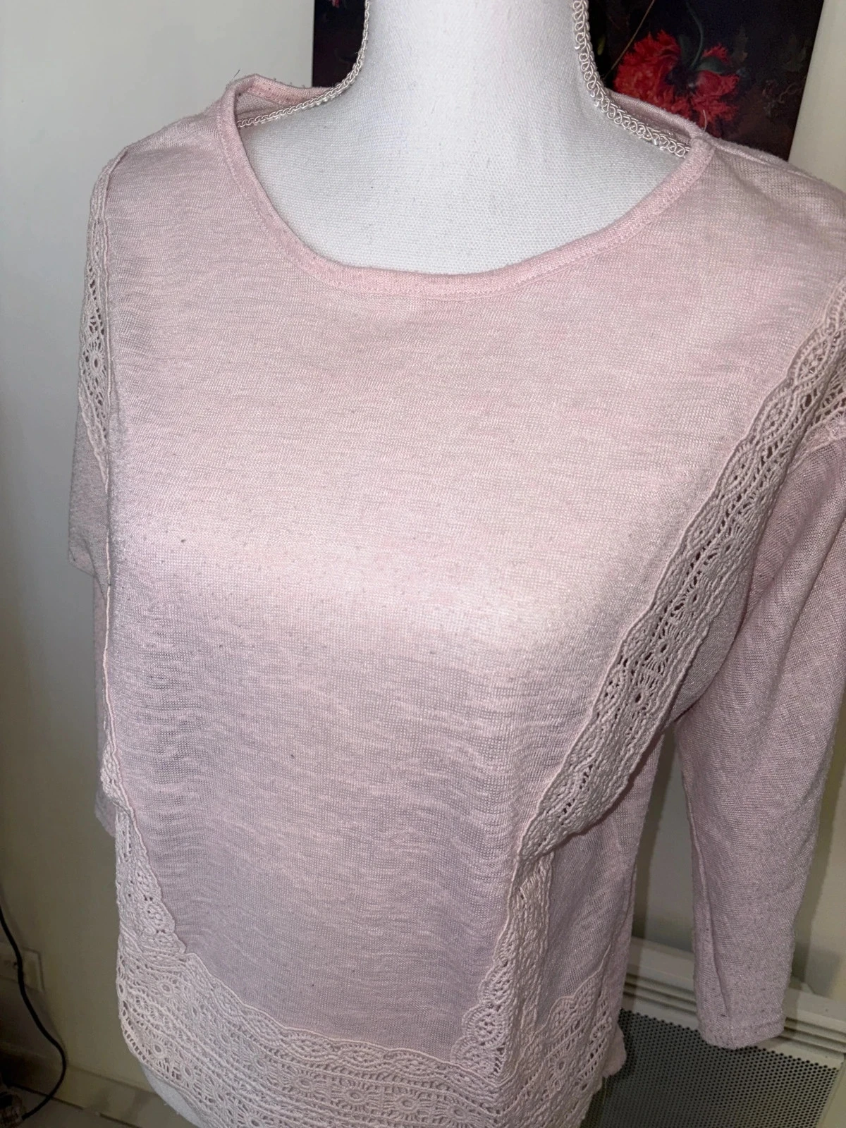 Vero Moda pale pink slim 3/4 sleeve sweater size M / 38 – photo 2